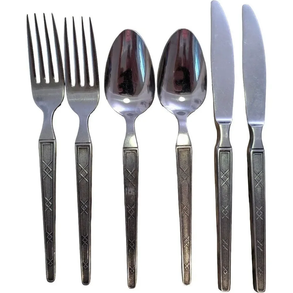 Vintage Hanford Forge Cambria Stainless Flatware Set 6 Japan 1960s 70s